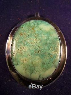 TOMMY JACKSON Pendant 1.8 X 1.5 signed Navajo GEM TURQUOISE Sterling Silver