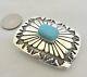 TOMMY JACKSON signed BELT BUCKLE Navajo GEM NATURAL TURQUOISE Sterling Silver