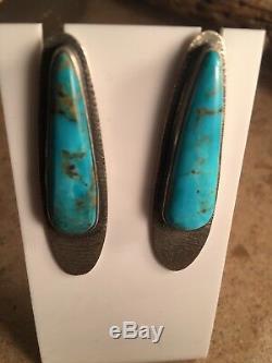 Tommy Jackson Sterling Silver And Royston Turquoise Stud Earrings Signed