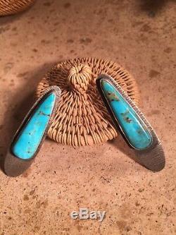 Tommy Jackson Sterling Silver And Royston Turquoise Stud Earrings Signed