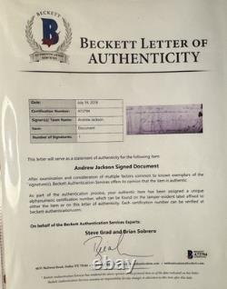US President Andrew Jackson SIGNED Document Beckett Authentic