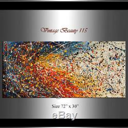 Vintage Beauty 115 Painting Abstract art Jackson Pollock style 72 on Canvas
