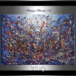 Vintage Beauty 131 Painting Jackson Pollock art 72 Drip Style Blue artwork