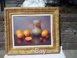 Vintage Still Life Oil Painting by Alfred Jackson in a museum frame