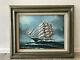 Vtg Seascape Sailing Sloop Boat Tall Ship Original Oil Painting Hewitt Jackson