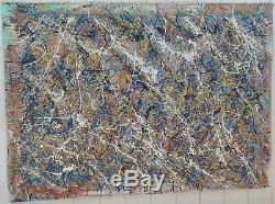 XXL 1951 Jackson Pollock Signed Abstract Modernist Painting On Canvas